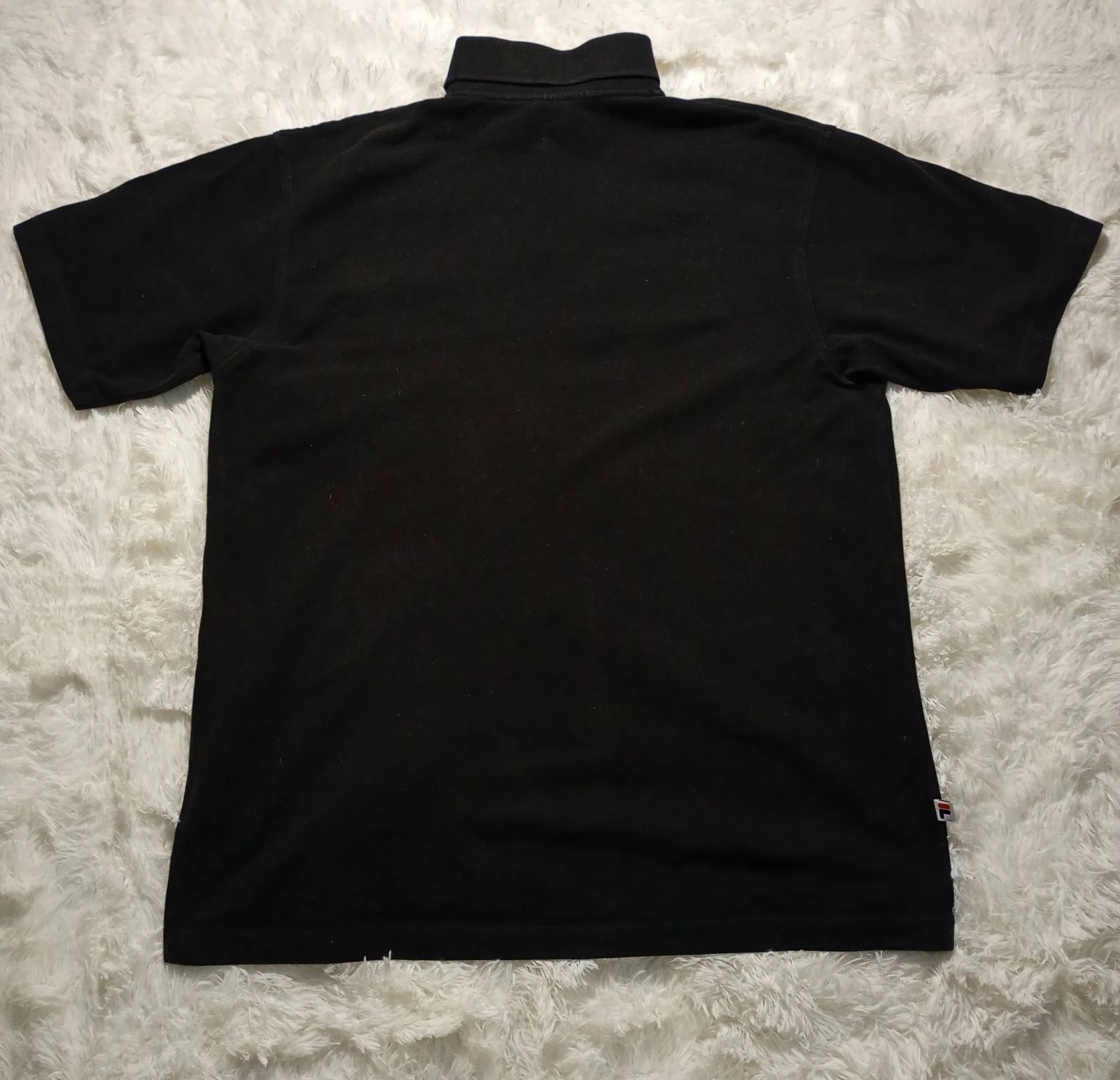 Y2K FILA Camiseta Polo Preta | Roupa Esportiva Retro Vintage Tamanho G – photo 7
